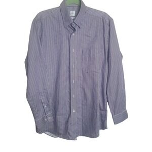 Sero by Forsyth Mens Dress Shirt Med No Iron Tailored Fit Striped Purple White
